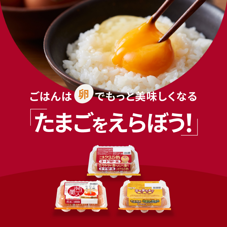 ごはんは卵でもっと美味しくなる 「たまごをえらぼう」